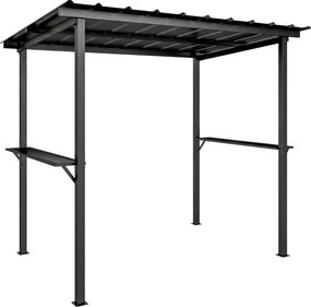 Outsunny Pavilhão para Churrasco 2,71 x 1,82 m Pavilhão de jardim com telhado inclinado, prateleiras laterais Proteção UV 50+ Preto | Aosom Portugal