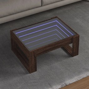 vidaXL Mesa centro luzes LED Infinity 70x53x30 cm carvalho castanho