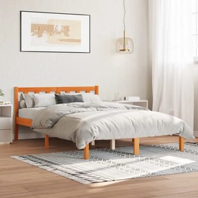 Estrutura de cama 135x190 cm madeira pinho maciça castanho cera