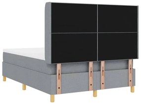 Cama Box com Colchão e Luz LED Cinza Claro 140x190 cm Tecido
