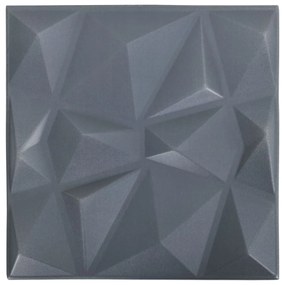 Painéis de parede 3D 24 pcs 50x50 cm 6 m² cinza diamante