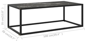 Mesa de centro 100x50x35 cm vidro mármore preto