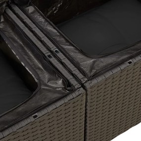 10 pcs conjunto sofás de jardim c/ almofadões vime PE preto