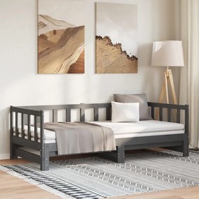 vidaXL Estrutura sofá-cama de puxar 2x(90x190) cm pinho maciço cinza