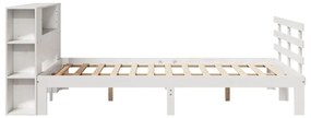 Cama com estante sem colchão 150x200 cm pinho maciço branco