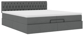 Estrutura de cama otomana com colchão 200x200cm cinzento-escuro