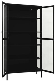 Vitrine 90x40x180 cm vidro temperado e aço preto