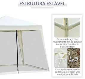 Tenda de Jardim 3x3m Tenda com 4 Partes Laterais Rede Mosquiteira com fecho Proteção UV para Patio Bege