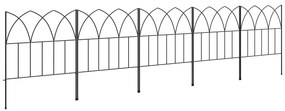 Outsunny Cercas de Jardim 205x45,5 cm Conjunto de 5 Cercas Decorativas para Jardim de Metal Barreira para Animais para Pátio Preto