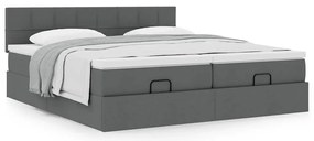 Estrutura de cama otomana com colchões tecido cinzento escuro