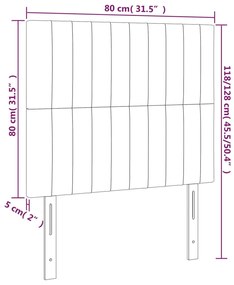 Cabeceira de cama c/ LED veludo 80x5x118/128 cm cinza-escuro