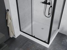 Mexen Apia cabine de duche deslizante 120 x 90 cm, transparente, preta + base de duche Rio - 840-120-090-70-00-4510
