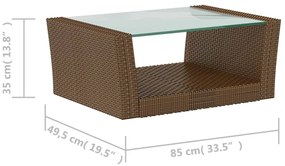 8 pcs conjunto lounge jardim c/ almofadões vime PE castanho