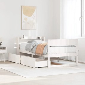 vidaXL Cama sem colchão 75x190 cm madeira de pinho maciça branco