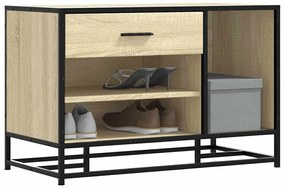 vidaXL Banco para calçado sonoma carvalho 80x40x53,5 cm madeira metal