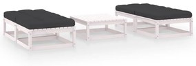 vidaXL 5 pcs conjunto lounge de jardim c/ almofadões pinho maciço