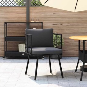 Cadeira de jardim com almofadões vime PE preto