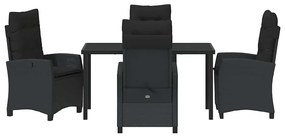 Conjunto de Jantar de Jardim com 5 Peças e Almofadas - Rattan Preto e