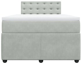 Cama boxspring com colchão 120x190 cm veludo cinzento-claro