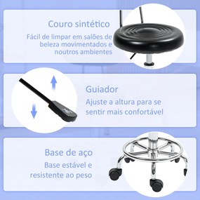 Banco Giratório com Rodas e Encosto Banco de Trabalho com Altura Ajust