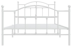 Estrutura de cama com cabeceira e pés 100x200 cm metal branco