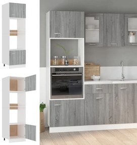 vidaXL Armário micro-ondas “Lyon” 60x57x207 cm cinza sonoma