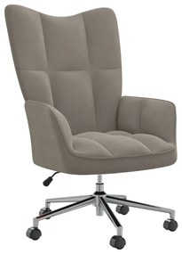 328161 vidaXL Cadeira de descanso veludo cinzento-claro