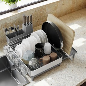 Escorredor de pratos, extensível (31,7-54,9) x 48,6 x 23,7 cm prateado-preto