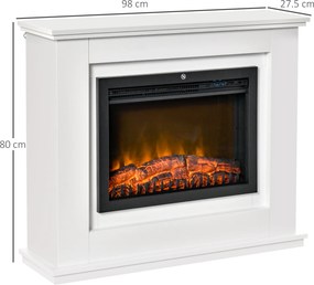 Lareira elétrica de grandes dimensões 98 x 27,5 x 80 cm, 2000 W, efeito de chamas LED, temporizador, temperatura e luminosidade reguláveis, comando à