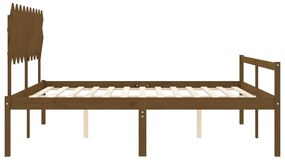 Cama para idosos c/ cabeceira 200x200 cm madeira castanho-mel