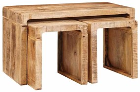 Mesas de canto 3 pcs Castanho Madeira de mangueira maciça