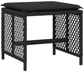 15 pcs conjunto de jantar p/jardim com almofadões vime PE preto