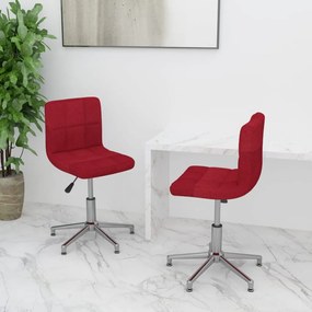 vidaXL Cadeiras de jantar giratórias 2 pcs tecido vermelho tinto