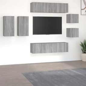 vidaXL Conjunto móveis de TV 8 pcs madeira processada sonoma cinza