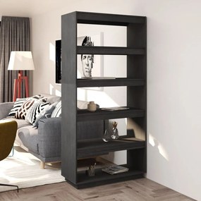 vidaXL Estante/divisória 80x35x167 cm pinho maciço cinzento