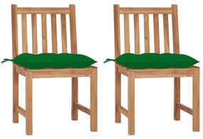 vidaXL Cadeiras de jardim c/ almofadões 2 pcs madeira de teca maciça