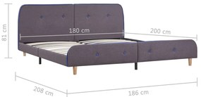 Estrutura de cama 180x200 cm tecido cinzento-acastanhado