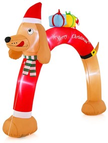 Arco insuflável de Natal com 242 cm de altura, LED, ventilador integrado, cordas e estacas multicolorido