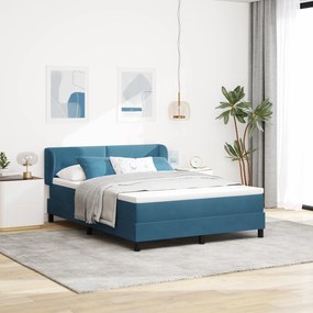 Cama Box Spring com Colchão Dark Blue 160x200 cm Veludo