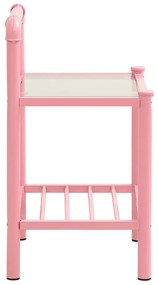 Mesas de cabeceira 2 pcs metal rosa e vidro transparente