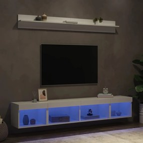 vidaXL 5pcs móveis de parede p/ TV c/ LEDs derivados de madeira branco