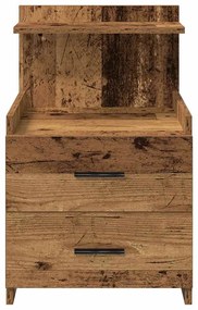 Mesa de cabeceira com 2 gavetas madeira antiga 40x36,5x62 cm