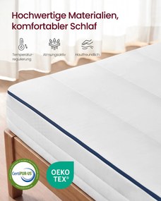 Colchão 90 x 200 x 16 cm, espuma viscoelástica com gel, 7 zonas Branco