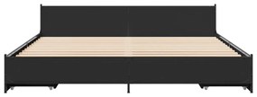 Estrutura de cama c/ gavetas 200x200 cm derivados madeira preto