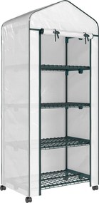 Outsunny Estufa de Jardim com 4 Prateleiras e Cobertura de PE Estufa de Aço para Cultivo de Plantas Flores 69x50x165 cm Branco | Aosom Portugal