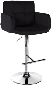 Banco de bar Los Angeles em veludo com estrutura cromada 93-113 x 60 x 56 cm Preto