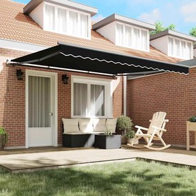 Toldo Retrátil Manual Preto 400 × 300 cm Poliéster