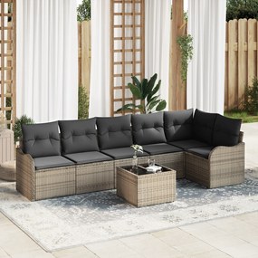 Conjunto de Sofás de Jardim de 6 Peças com Almofadas Preto Rattan de P