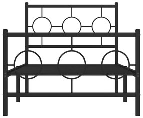 Estrutura de cama com cabeceira e pés 90x190 cm metal preto
