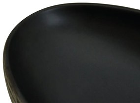 Lavatório de bancada oval 59x40x14 cm cerâmica cinza e preto